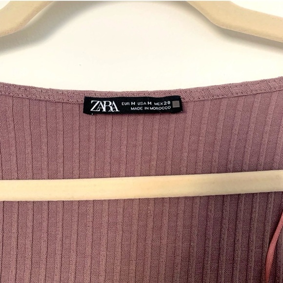 Zara Mauve Ribbed Crop Top - Picture 2 of 2